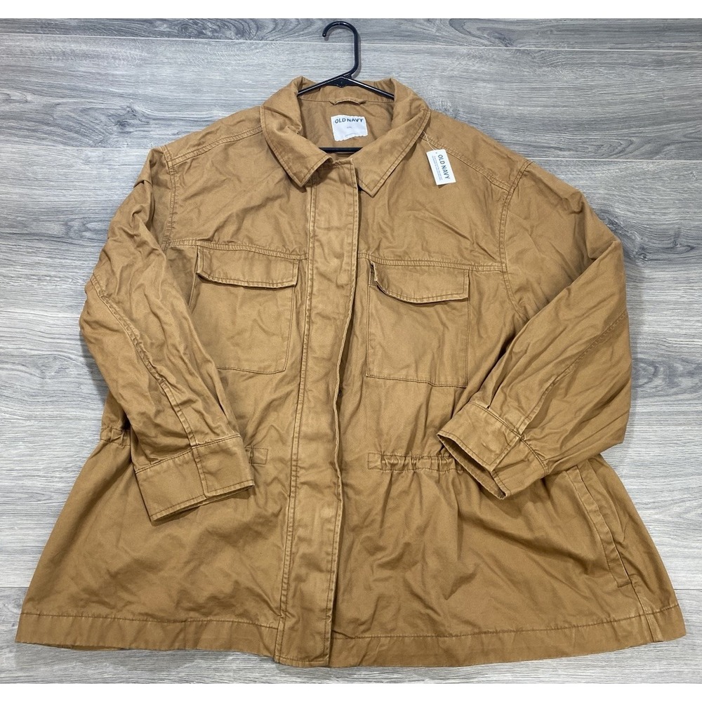 Old Navy Brown/Khaki Utility Adjustable Waist Jacket Womens 2XL New